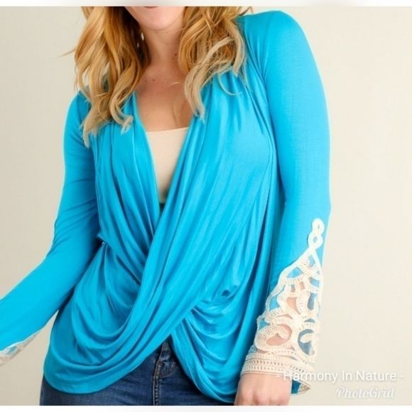 Aqua Draped Blouse  - Picture 4 of 6